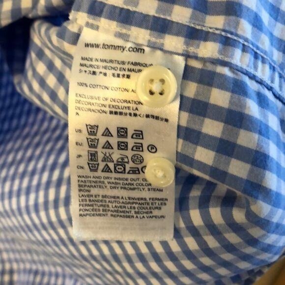 Tommy Hilfiger Classic Fit Blue Gingham Check Long Sleeve Button-Down Shirt M - Picture 6 of 6